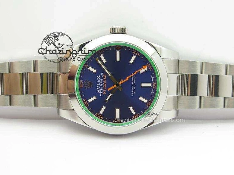 1225 HighPerformance Milgauss 116400 GV JF 1:1 Green Sapphire Blue Dial On SS Bracelet SA 3959